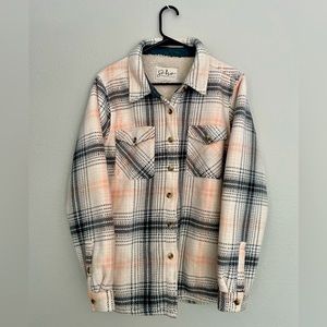 Peach Soho Threads Plaid Fleece Sherpa Lined Plush Jacket